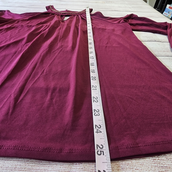 Tempted Hearts Burgundy Long Sleeve Cold Shoulder Lace Shirt Size Large - Picture 12 of 15